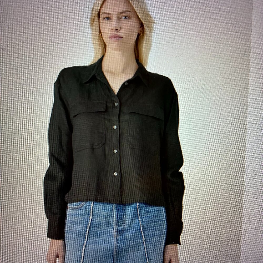 Gap Cropped Linen Shirt - Medium Petite